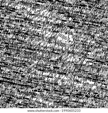 Rugged texture background. Damaged fabric in a graphic manner. Artwork in black and white.