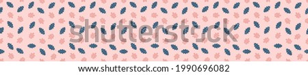 Seamless pattern with pink and blue oak leaves