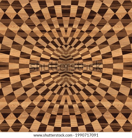Wooden marquetry. Geometry formed by different textures in wood. Various applications such as ceramics, graphic design, textiles, papers, etc. Royalty-Free Stock Photo #1990717091