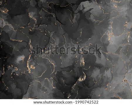 Gold Marbling Texture design for poster, brochure, invitation, cover book, catalog. Luxury abstract background alcohol ink technique black and gold. Vector