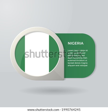 3D Map Pointer Flag Nation of Nigeria with Description Text