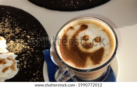 typical canarian cafe with milk foam panda picture
