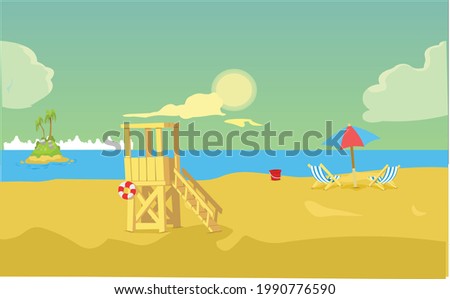 Sand ocean view vector artwork illustration