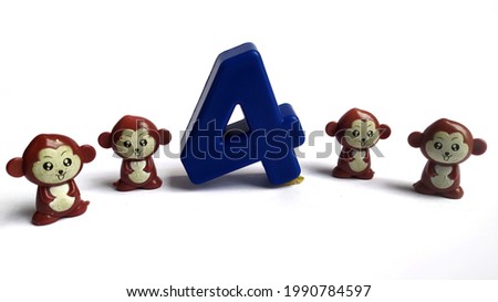 3-dimensional number four  toy on white background