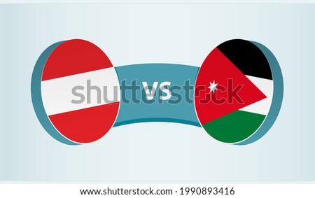 Austria versus Jordan, team sports competition concept. Round flag of countries.
