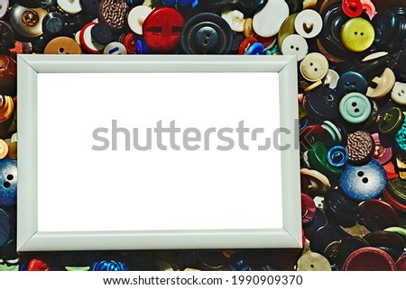 Blank frame and place for text on tailor buttons background
