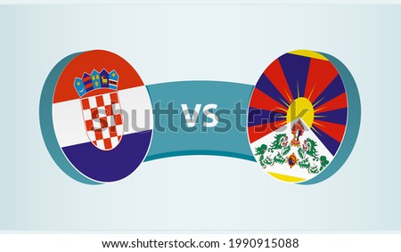 Croatia versus Tibet, team sports competition concept. Round flag of countries.