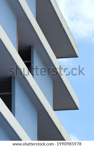 Building structure in Guatemala City, facade made with concrete, modern and linear design 