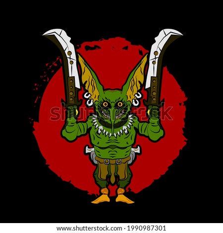 goblin is mean monster vector illustration for symbol, sign, logo, background
