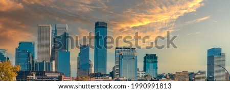 Sunset Downtown Minneapolis Skyline Panorama