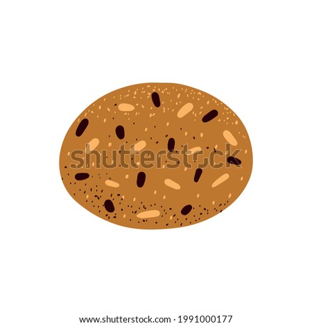 Oatmeal cookies with chocolate chips and raisins. Vector illustration