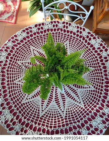 Vintage handmade doily crochet tablecloth for interior decoration