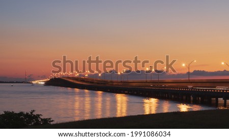 A high angle shot of Gandy Bridge in Tampa in Florida at night Royalty-Free Stock Photo #1991086034