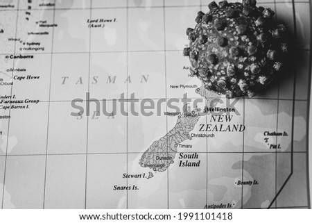 New Zeland with coronavirus map background