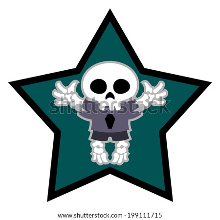 Halloween cartoon  skeleton in star.