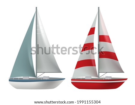 Travel boat vector set design. Travel ship and yacht collection elements isolated in white background for international cruise transportation. Vector illustration.
 Royalty-Free Stock Photo #1991155304