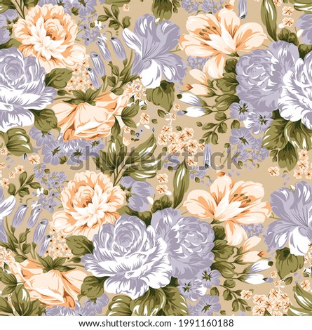 all over vector flowers pattern on brown background