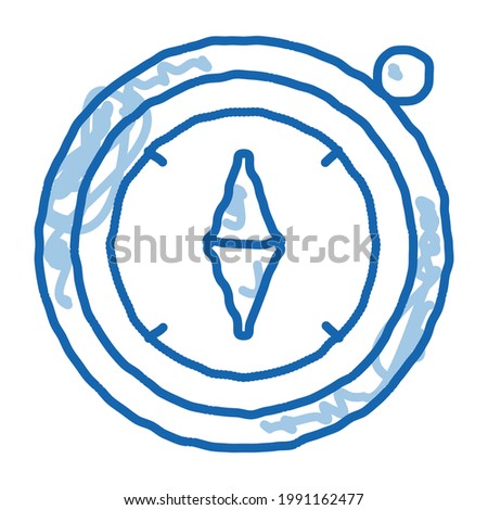 Compass Alpinism Course Detector Tool sketch icon vector. Hand drawn blue doodle line art isolated symbol illustration