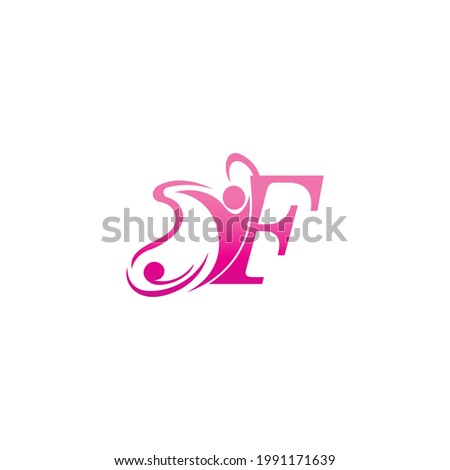 Letter F butterfly and success human icon logo design illustration vector