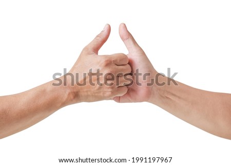 Human arm and thumb wrestling isolated on white background ,clipping path included use for graphic design