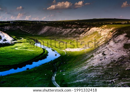 Beautiful rural landscape in Europe, Amazing nature in summer with green fields and blue sky.