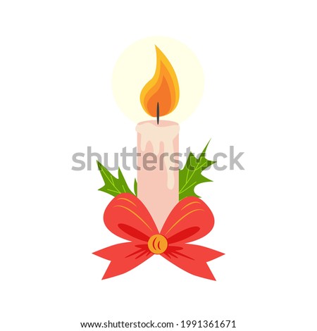 Christmas candle illustration. New Year holiday celebration in December