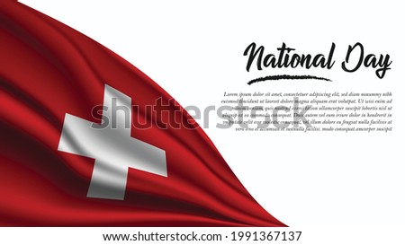 National Day Banner with Switzerland Flag background. It will be used for Poster, Greeting Card. Vector Illustration.