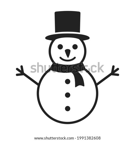 illustration of snowman icon flat style