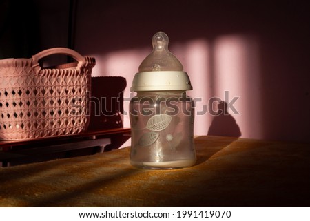 closeup view of baby milk bottle 