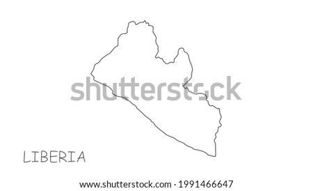 Liberia map black line on white background. Vector illustration.