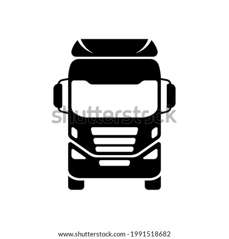 Truck icon. Trunk tractor. Black silhouette. Front view. Vector simple flat graphic illustration. The isolated object on a white background. Isolate. Royalty-Free Stock Photo #1991518682