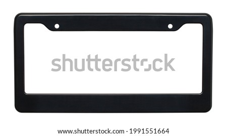 Black License Plate Frame Cut Out on White. Royalty-Free Stock Photo #1991551664