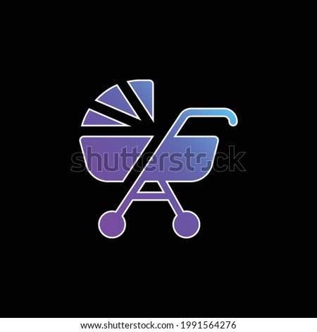 Baby Stroller blue gradient vector icon