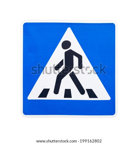 Modern square pedestrian crossing road sign isolated on white