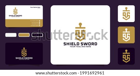 security and sword logo with initial letter s design ,icon and business card