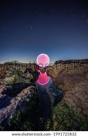 Light painting Orb in Nomazaki lighthouse in Aichi province Japan.