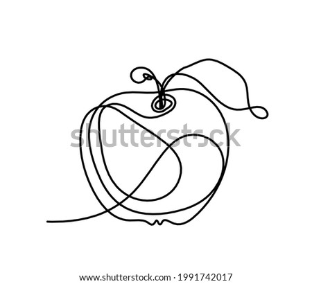 Drawing line apple on the white background