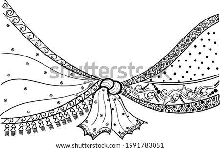 INDIAN WEDDING GROOM AND BRIDE KNOT VECTOR ILLUSTRATION BLACK AND WHITE DESIGN CLIP ART