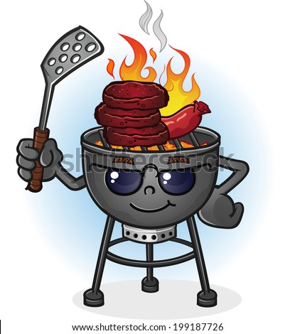 Barbecue Grill Cartoon Character with Attitude