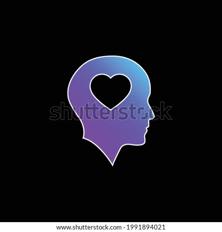 Bald Head With Heart blue gradient vector icon
