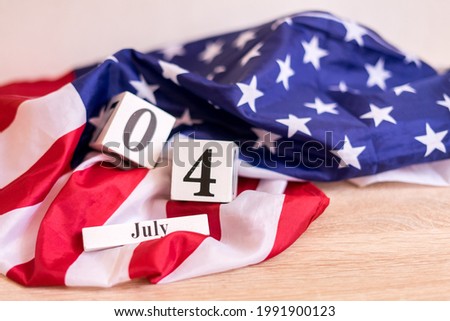 Independence Day USA concept. 4th JULY with USA flag. Memorial Day.