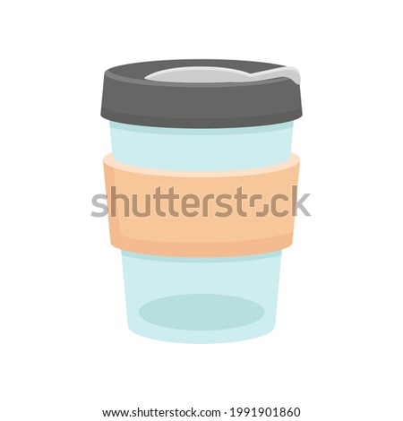 Reusable coffee cup vector illustration. Eco living, zero waste, plastic free. Environment friendly coffee mug Royalty-Free Stock Photo #1991901860