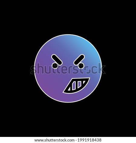 Anger On Emoticon Face Of Rounded Square Outline blue gradient vector icon