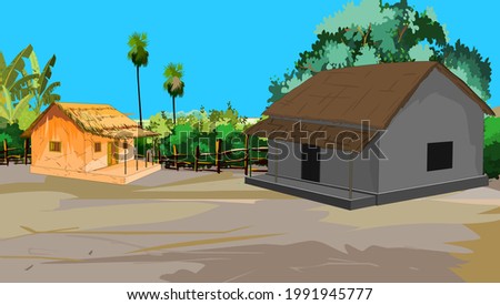 Village in two House illustration  Royalty-Free Stock Photo #1991945777