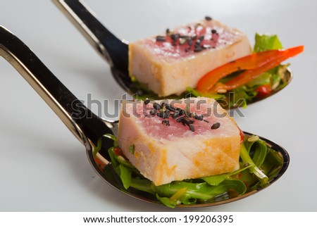 delicious seafood appetizers - catering dish. Close up