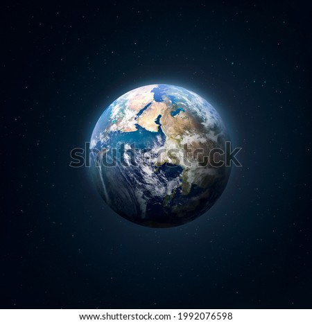 Planet Earth in dark outer space. Earth sphere. Civilization. Elements of this image furnished by NASA