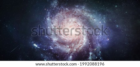 Galaxy and constellation in deep space. Stars and far galaxies. Ultra wide wallpaper background. Sci-fi space wallpaper. Elements of this image furnished by NASA