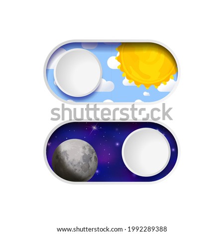On and Off day and night toggle switch buttons isolated on white Royalty-Free Stock Photo #1992289388
