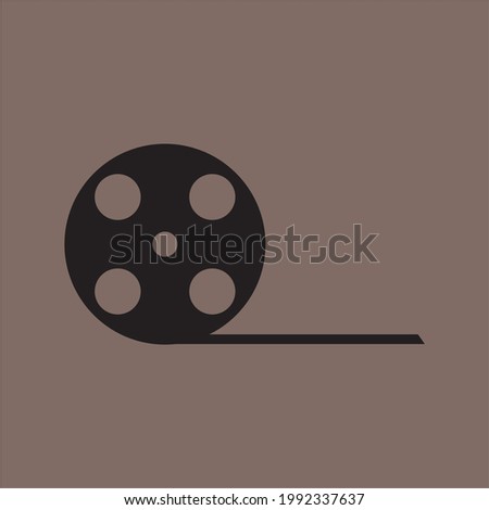 Film roll icon or video camera tape reel flat sign symbols logo illustration. eps 10