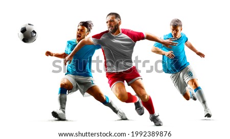 football soccer players in action isolated white background Royalty-Free Stock Photo #1992389876